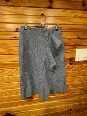 J. Crew Chambray Ruffle-Accent Pencil Skirt - Light Blue